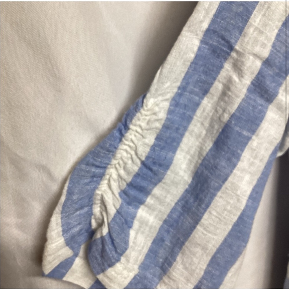 Ali Miles Linen Blend Button Down Striped Top - Large B7 - Picture 3 of 6